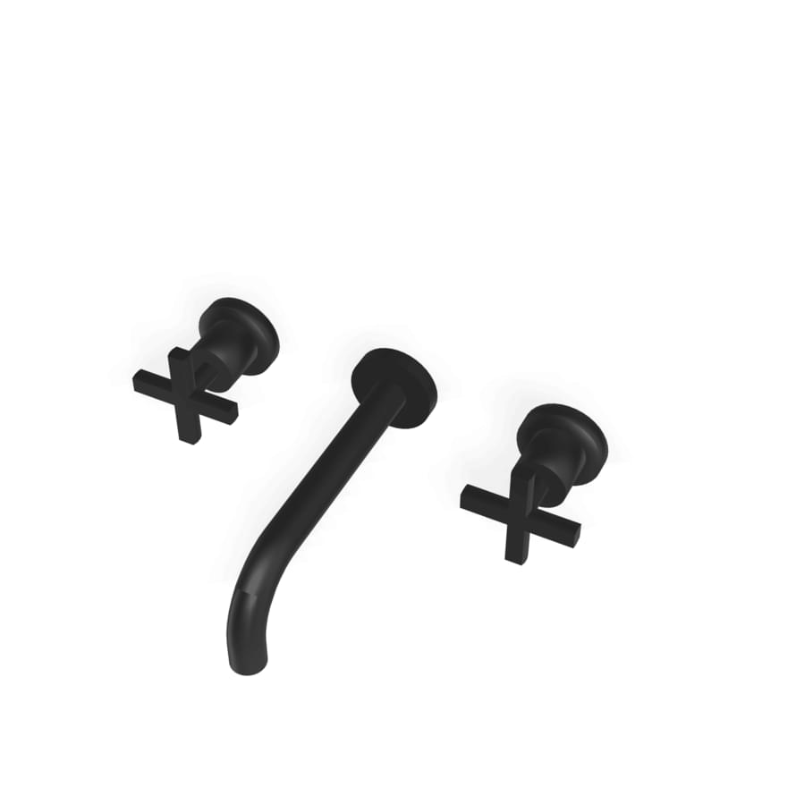 Плитка Treemme Line Смеситель для раковины LINE на 3 отверстия из стены черный матовый  поверхность матовая