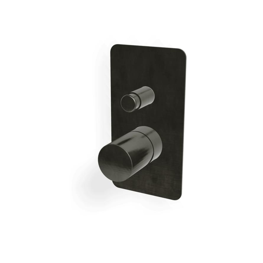 Плитка Treemme Nanotech Внешняя часть смесителя для душа Nanotech с переключателем черный хром брашированный  поверхность брашированная