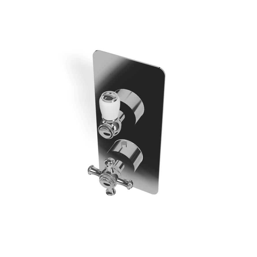 Плитка Treemme Old Italy Внешняя часть термостатического смесителя для душа Old Italy на 2 потребителя. хром  поверхность глянец