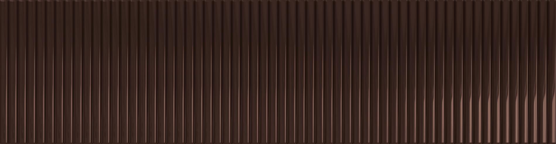 Плитка Tubadzin Groove Brown 1 Gloss Str 7.8x29.8 см, поверхность глянец, рельефная