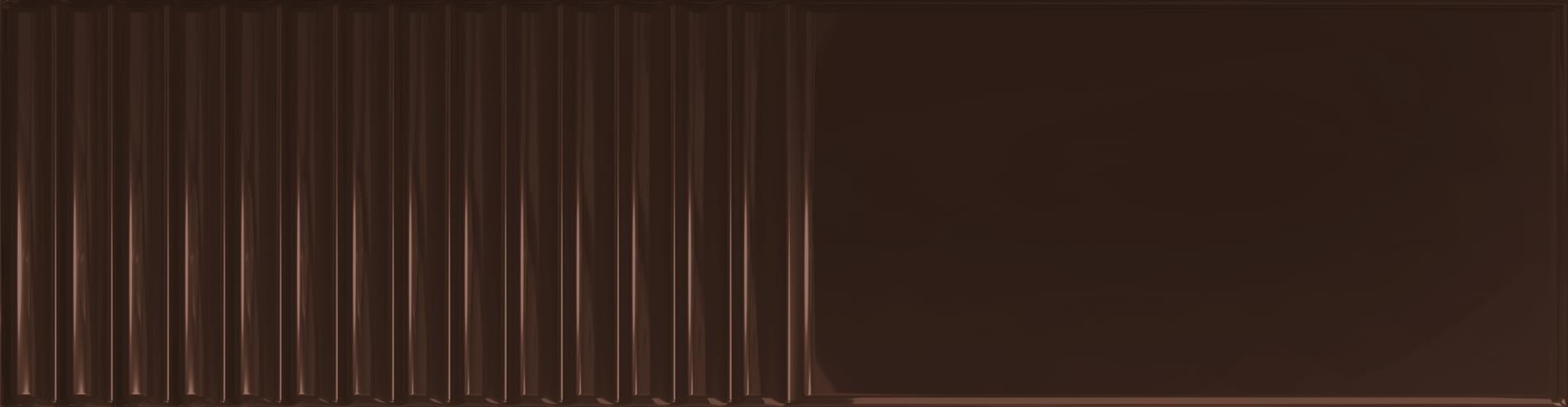Плитка Tubadzin Groove Brown 2 Gloss Str 7.8x29.8 см, поверхность глянец, рельефная