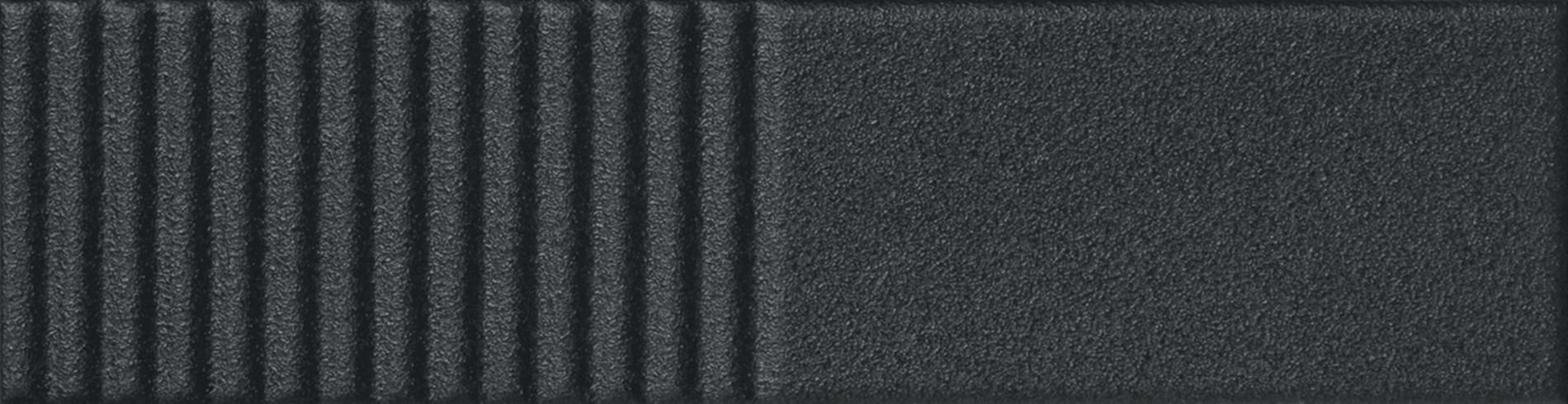Плитка Tubadzin Groove Graphite Sugar 2 Str 7.8x29.8 см, поверхность глянец, рельефная