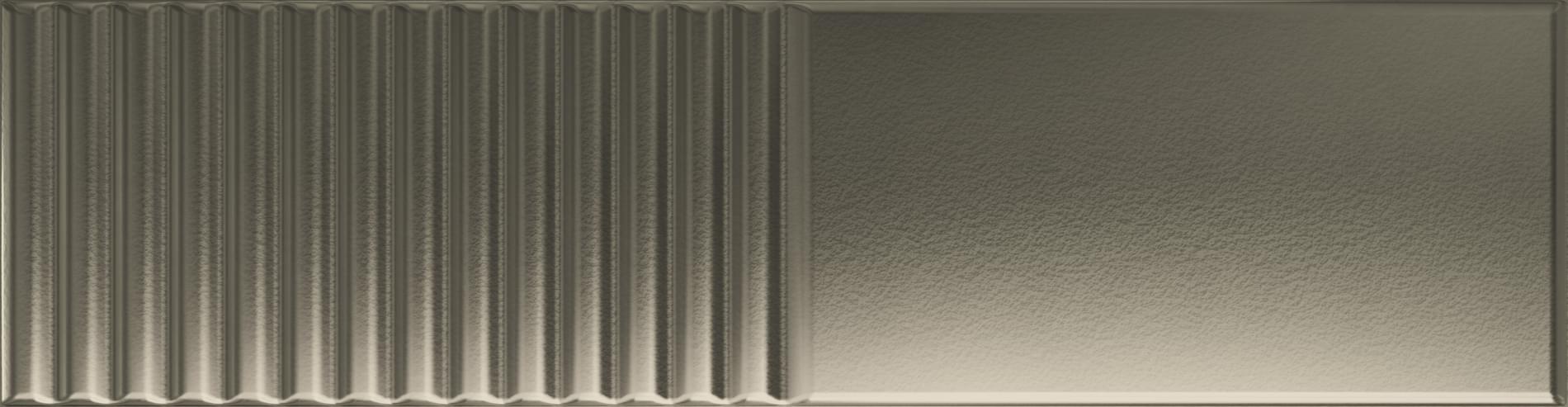 Плитка Tubadzin Groove Metallic 2 Str 7.8x29.8 см, поверхность глянец, рельефная
