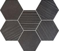 Плитка Tubadzin Horizon Mosaic Hex Black 22.1x28.9 см, поверхность микс, рельефная