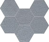 Плитка Tubadzin Mosaic Lace Graphite 22.1x28.9 см, поверхность матовая, рельефная