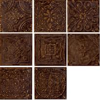 Плитка Tubadzin Tinta Decor Brown 14.8x14.8 см, поверхность глянец, рельефная