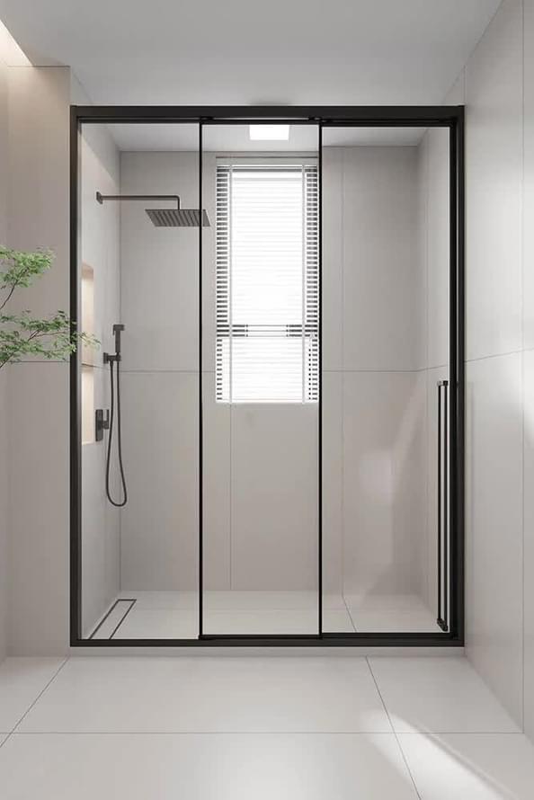 Плитка Veconi-Premium Prato Душевая дверь раздвижная Premium Prato 300 B-L 1580-1600x2000 мм левая прозрачное стекло 8 мм профиль черный матовый  поверхность матовая