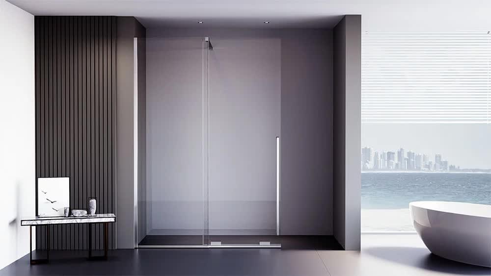 Плитка Veconi-Premium Trento Душевая перегородка Premium Trento PTDW-50CH 1480-1490x2000 мм прозрачное стекло 8 мм профиль хром  поверхность глянец