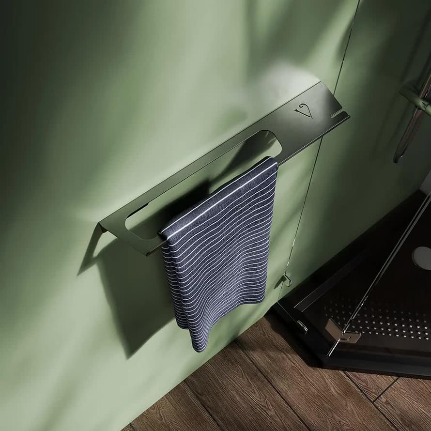 Плитка Veconi Classico Полка с держателем для полотенца Classico графит  поверхность брашированная