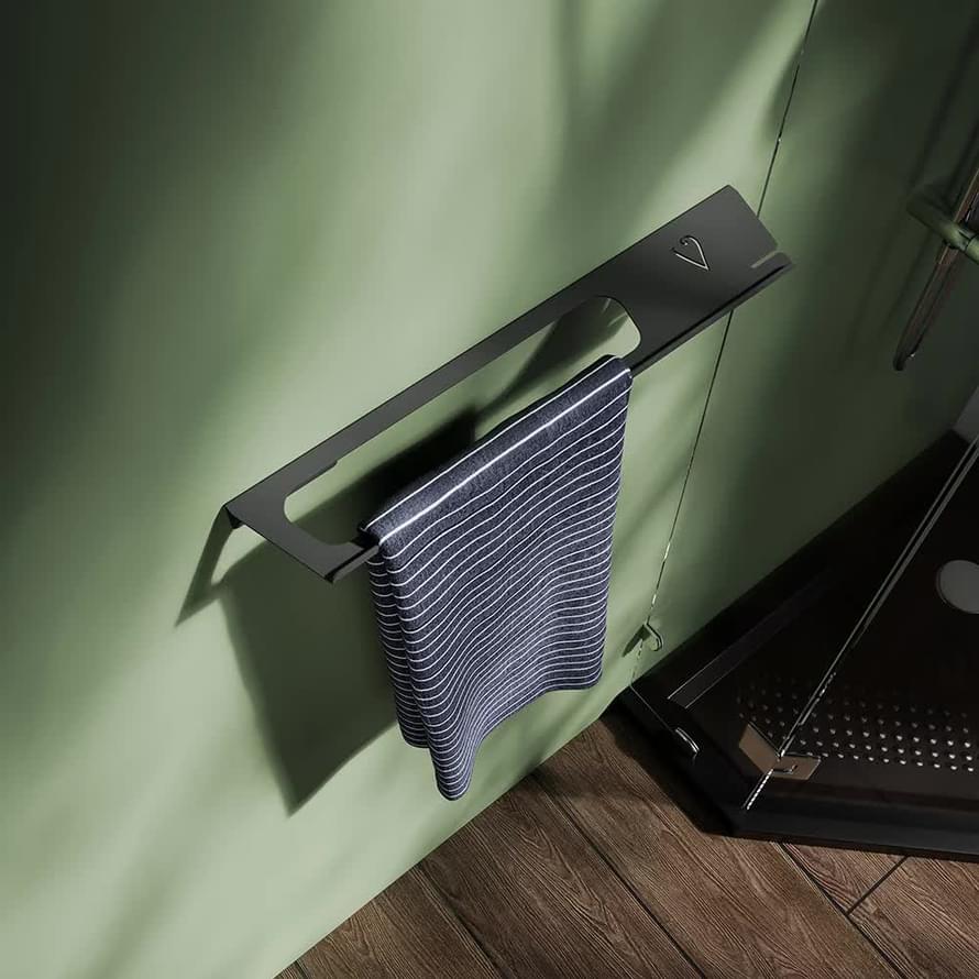 Плитка Veconi Classico Полка с держателем для полотенца Classico черный матовый  поверхность матовая