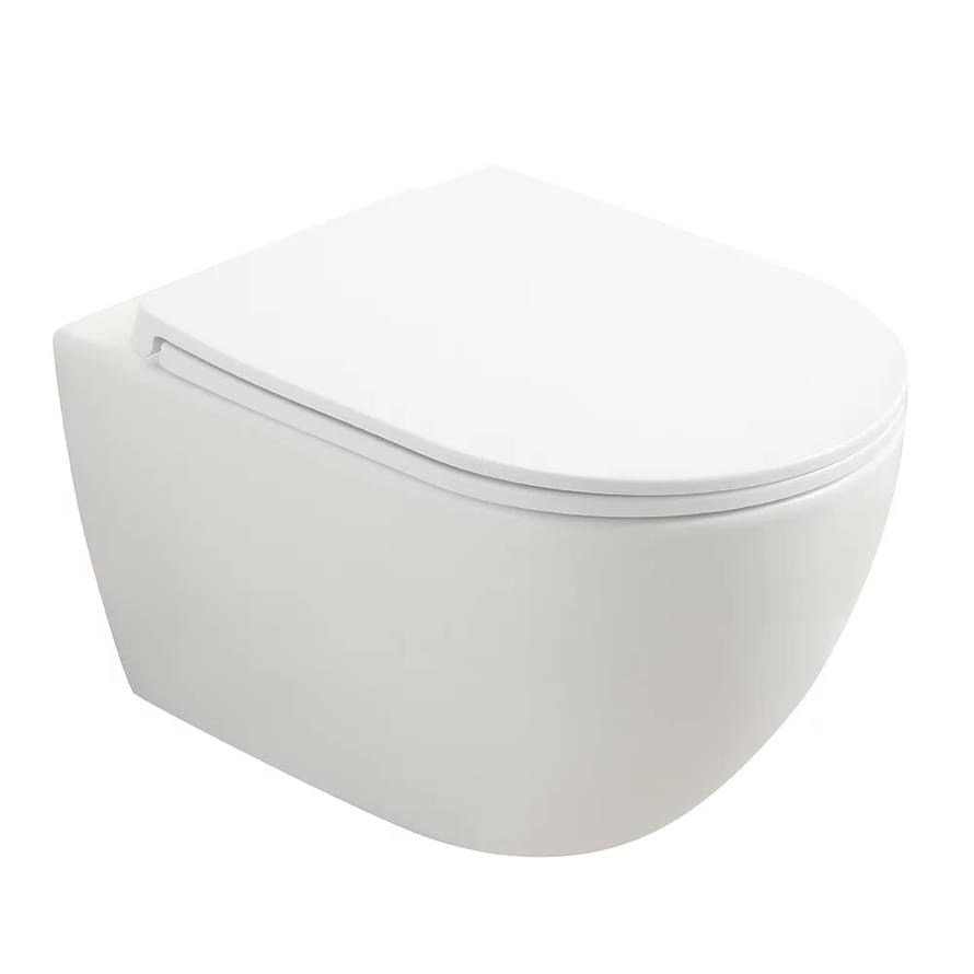 Плитка Veconi Ento Унитаз подвесной безободковый Ento смыв Торнадо сиденье с микролифтом белый  поверхность глянец