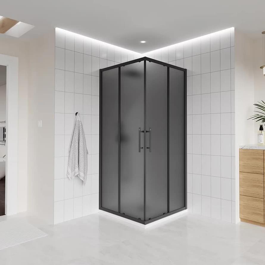 Плитка Veconi Evo Душевой угол раздвижной Evo 300 B 1180-1200x880-900 мм тонированное стекло 6 мм профиль черный матовый  поверхность матовая