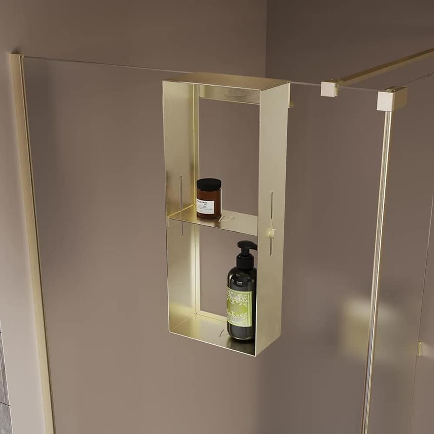 Плитка Veconi Grange Полка для душевого ограждения Grange золото брашированное  поверхность брашированная