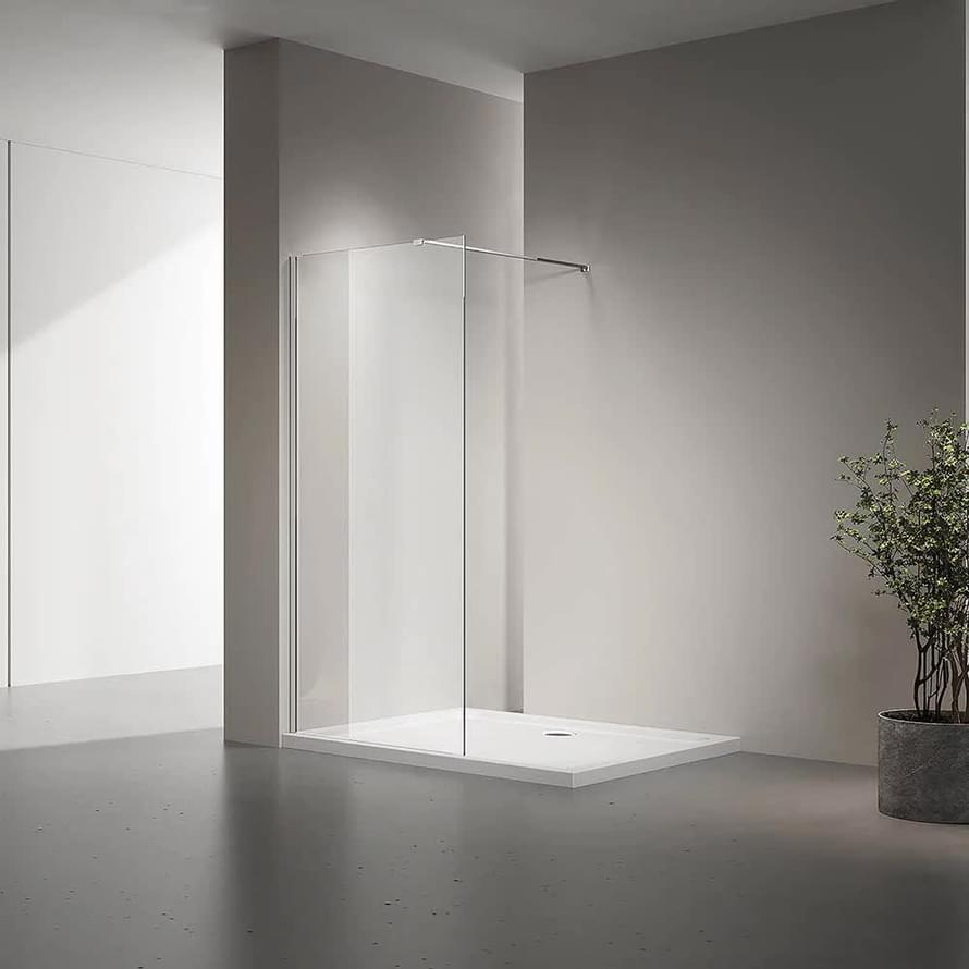 Плитка Veconi Korato Душевая перегородка KR-72 1200х2000 мм прозрачное стекло 8 мм профиль хром  поверхность глянец