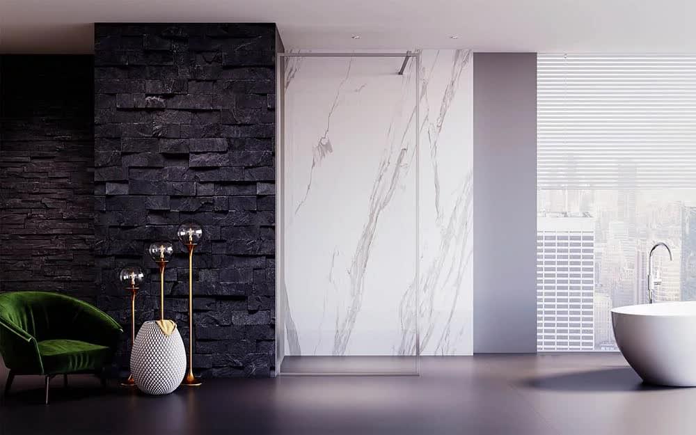 Плитка Veconi Korato Душевая перегородка KR-81 700х2000 мм прозрачное стекло 8 мм профиль хром  поверхность глянец