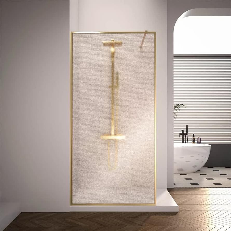 Плитка Veconi Korato Душевая перегородка KR-81GL 1000х2000 мм стекло ламинированное золото 8 мм профиль золото брашированное  поверхность брашированная