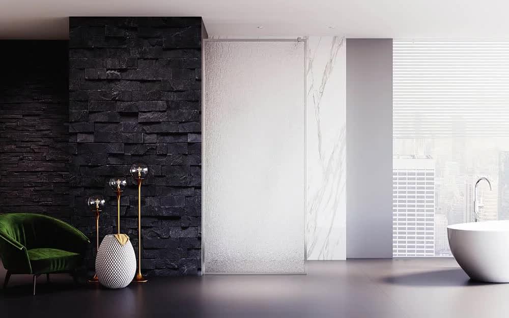 Плитка Veconi Korato Душевая перегородка KR-81R 700х2000 мм стекло дождь 8 мм профиль хром  поверхность глянец