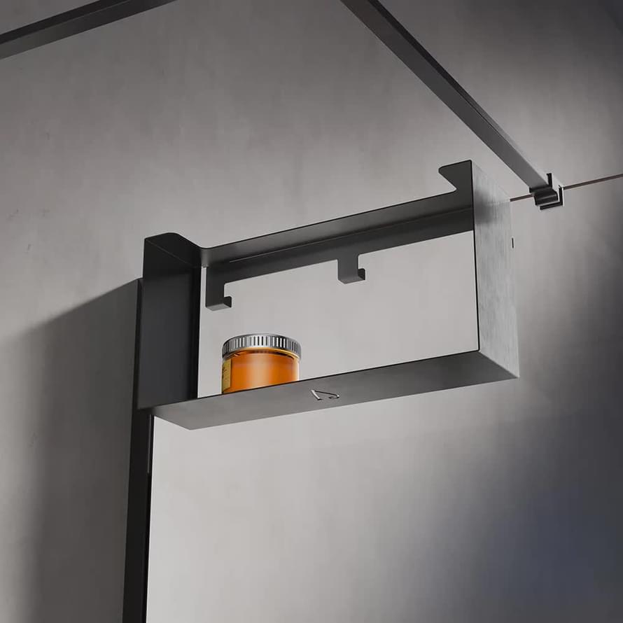 Плитка Veconi Loft Полка для душевого ограждения Loft графит  поверхность брашированная