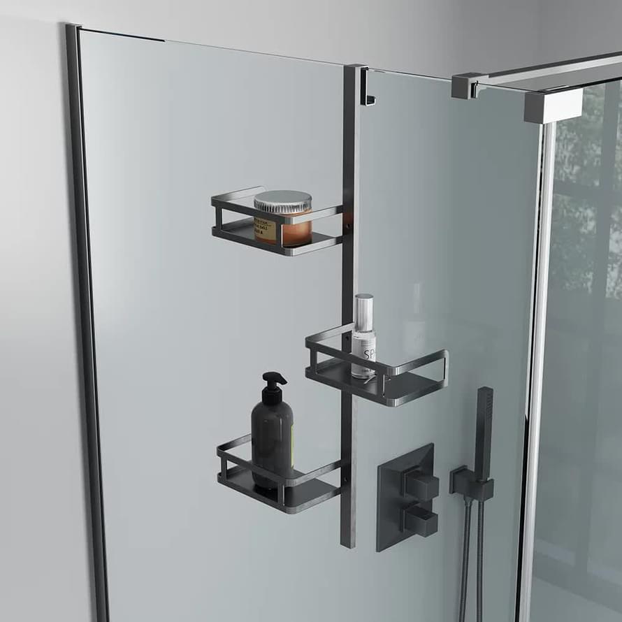 Плитка Veconi Moderno Полка для душевого ограждения Moderno графит  поверхность брашированная