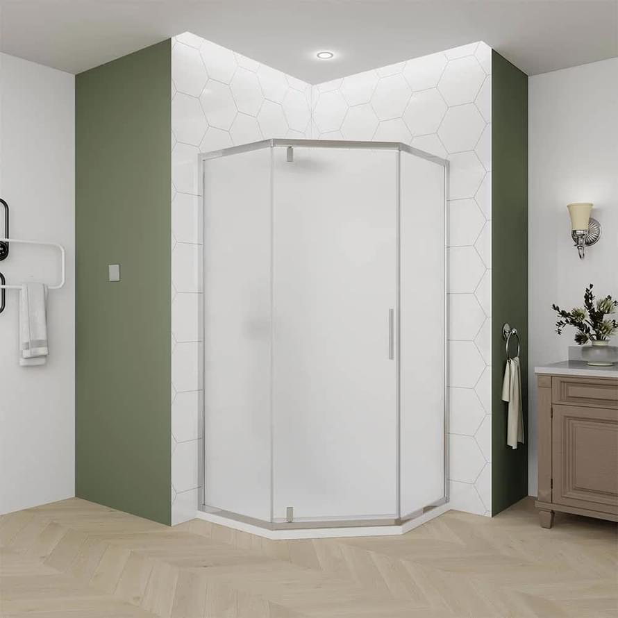 Плитка Veconi Ottimo Душевой угол распашной Ottimo P10 CH 780-800х780-800 мм матовое стекло 5 мм профиль хром  поверхность глянец