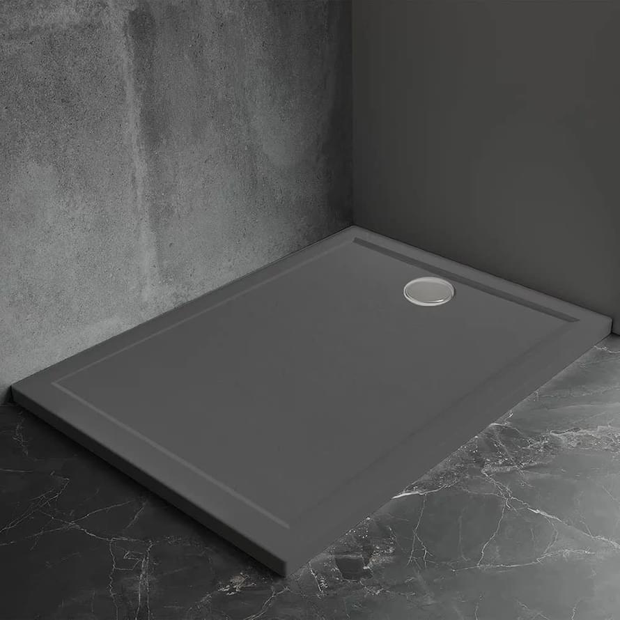 Плитка Veconi Pietra Душевой поддон квадратный Pietra AG 1000х1000 мм искусственный камень антрацит  поверхность матовая