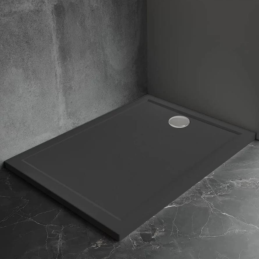 Плитка Veconi Pietra Душевой поддон квадратный Pietra B 1000х1000 мм искусственный камень черный  поверхность матовая