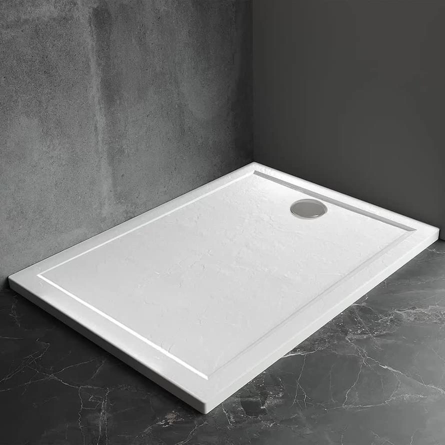 Плитка Veconi Pietra Душевой поддон прямоугольный Pietra W 1000х900 мм искусственный камень белый  поверхность матовая