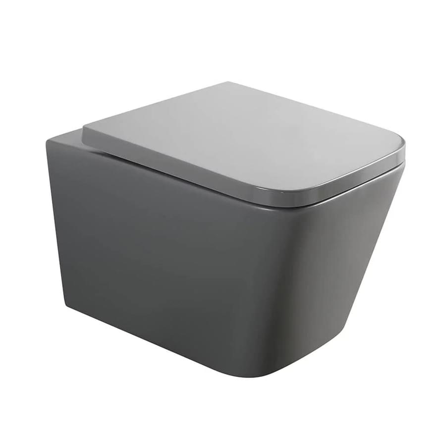 Плитка Veconi Pulo Унитаз подвесной безободковый Pulo смыв Торнадо сиденье с микролифтом серый матовый  поверхность матовая
