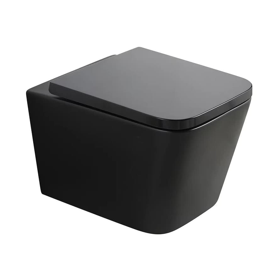 Плитка Veconi Pulo Унитаз подвесной безободковый Pulo смыв Торнадо сиденье с микролифтом черный матовый  поверхность матовая