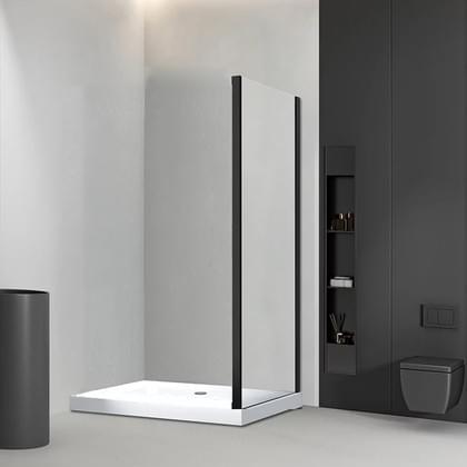 Плитка Veconi Rovigo Боковая фиксированная панель KP-03B 1090-1110x1950 мм прозрачное стекло 6 мм профиль черный матовый  поверхность матовая