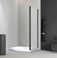 Плитка Veconi Rovigo Боковая фиксированная панель KP-03B 890-910x1950 мм прозрачное стекло 6 мм профиль черный матовый поверхность матовая