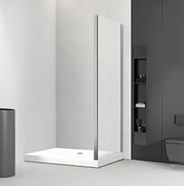 Плитка Veconi Rovigo Боковая фиксированная панель KP-03BC 890-910x1950 мм прозрачное стекло 6 мм профиль никель поверхность брашированная