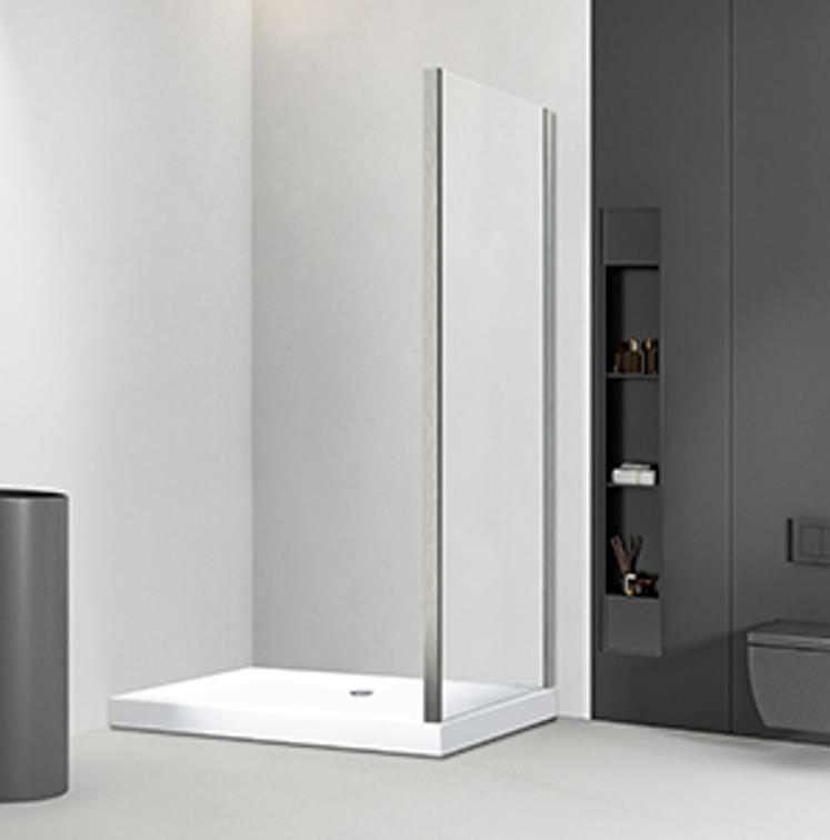 Плитка Veconi Rovigo Боковая фиксированная панель KP-03BC 990-1010x1950 мм прозрачное стекло 6 мм профиль никель  поверхность брашированная