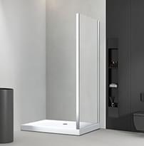 Плитка Veconi Rovigo Боковая фиксированная панель KP-05 760-785x1900 мм прозрачное стекло 6 мм профиль хром поверхность глянец