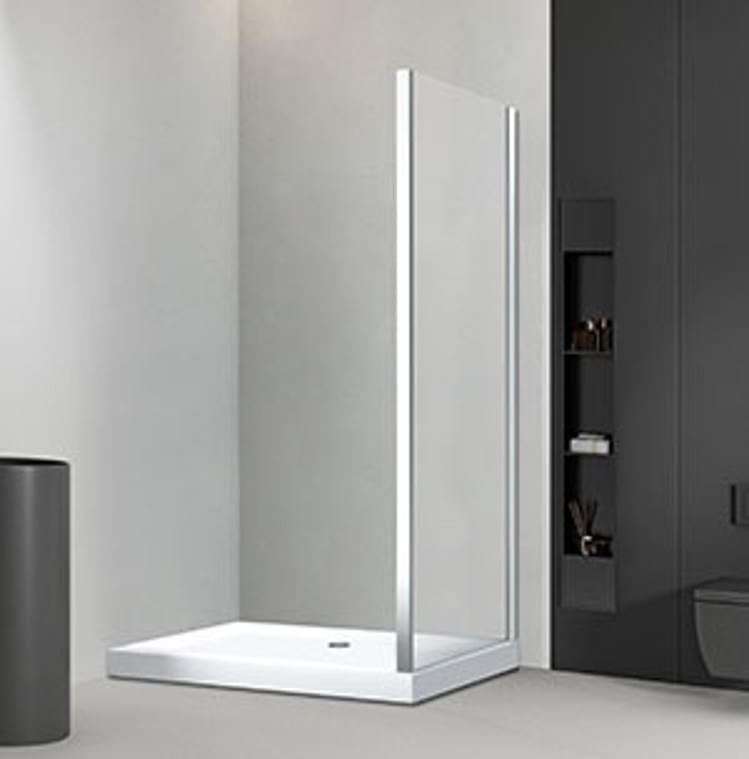 Плитка Veconi Rovigo Боковая фиксированная панель KP-05 860-885x1900 мм прозрачное стекло 6 мм профиль хром  поверхность глянец