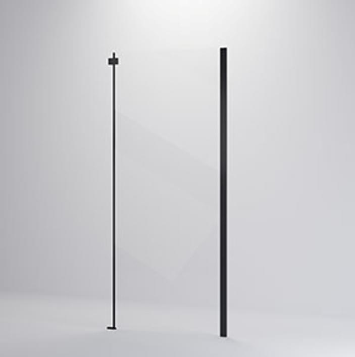 Плитка Veconi Rovigo Боковая фиксированная панель KP-06B 970-990x1950 мм прозрачное стекло 6 мм профиль черный матовый  поверхность матовая