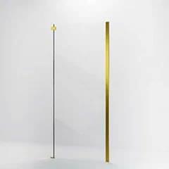 Плитка Veconi Rovigo Боковая фиксированная панель KP-06G 870-890x1950 мм прозрачное стекло 6 мм профиль золото брашированное  поверхность брашированная