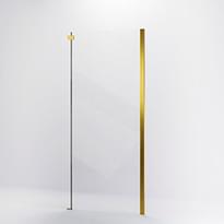 Плитка Veconi Rovigo Боковая фиксированная панель KP-06G 970-990x1950 мм прозрачное стекло 6 мм профиль золото брашированное поверхность брашированная