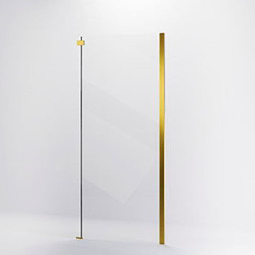 Плитка Veconi Rovigo Боковая фиксированная панель KP-06G 970-990x1950 мм прозрачное стекло 6 мм профиль золото брашированное  поверхность брашированная