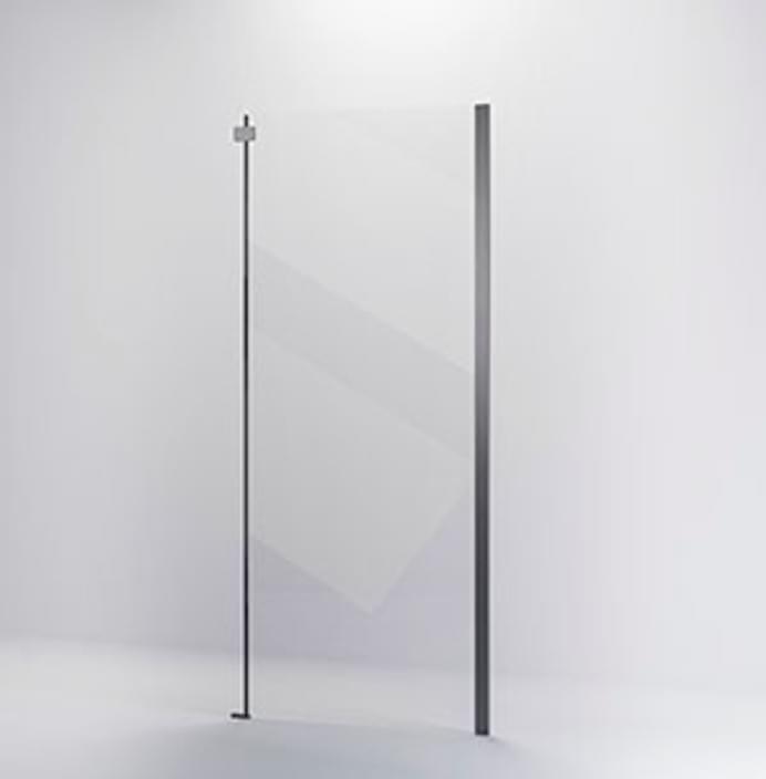 Плитка Veconi Rovigo Боковая фиксированная панель KP-06GR 970-990x1950 мм прозрачное стекло 6 мм профиль графит  поверхность брашированная