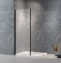 Плитка Veconi Rovigo Боковая фиксированная панель KP-12B 895-905x1950 мм прозрачное стекло 6 мм профиль черный матовый поверхность матовая