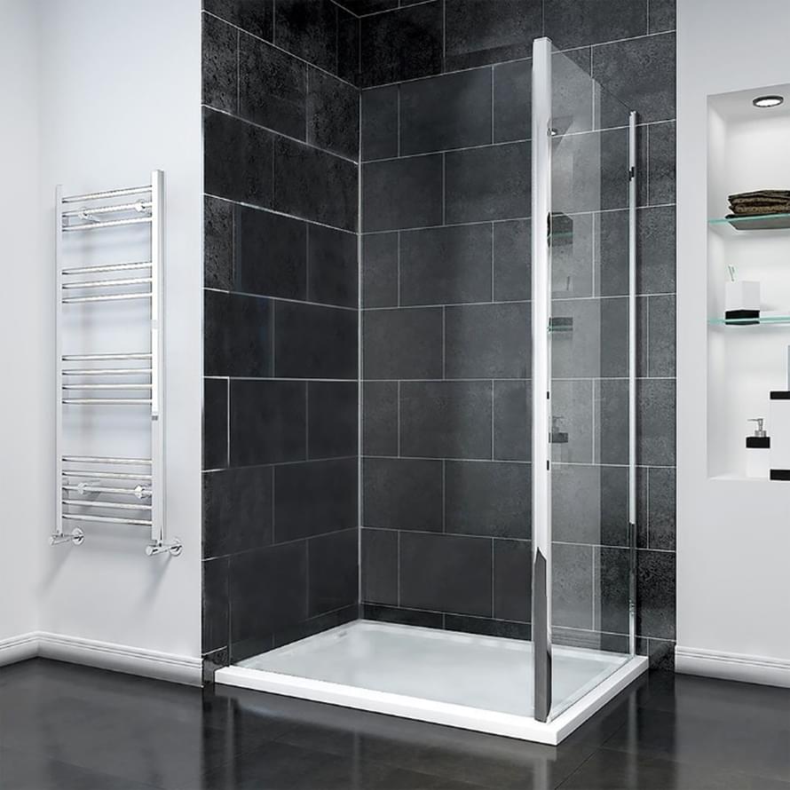 Плитка Veconi Rovigo Боковая фиксированная панель KP-14 780-800x1950 мм прозрачное стекло 6 мм профиль хром  поверхность глянец