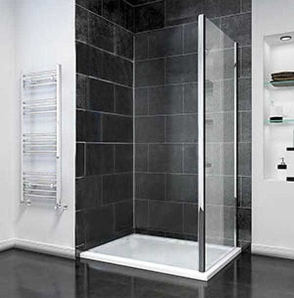 Плитка Veconi Rovigo Боковая фиксированная панель KP-14 Pear 680-700x1950 мм стекло груша 6 мм профиль хром  поверхность глянец