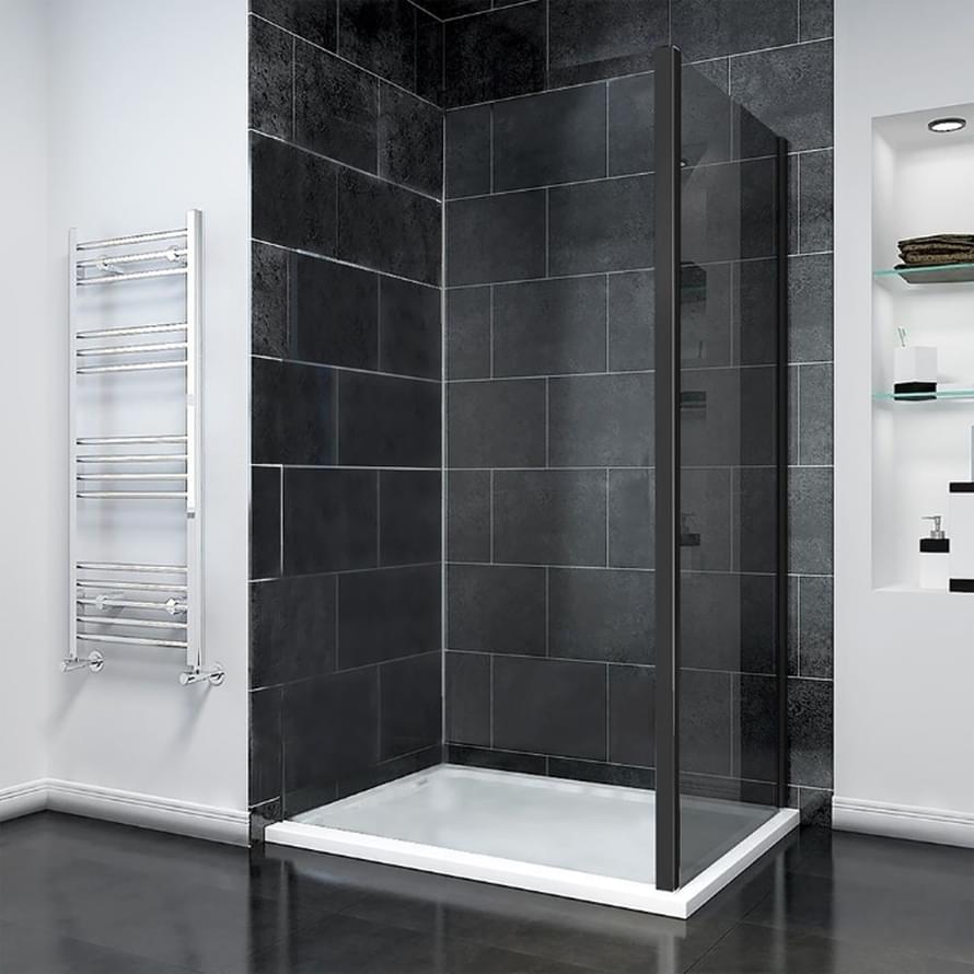 Плитка Veconi Rovigo Боковая фиксированная панель KP-14BT 780-800x1950 мм тонированное стекло 6 мм профиль черный матовый  поверхность матовая