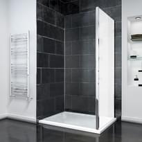 Плитка Veconi Rovigo Боковая фиксированная панель KP-14M 780-800x1950 мм матовое стекло 6 мм профиль хром поверхность глянец