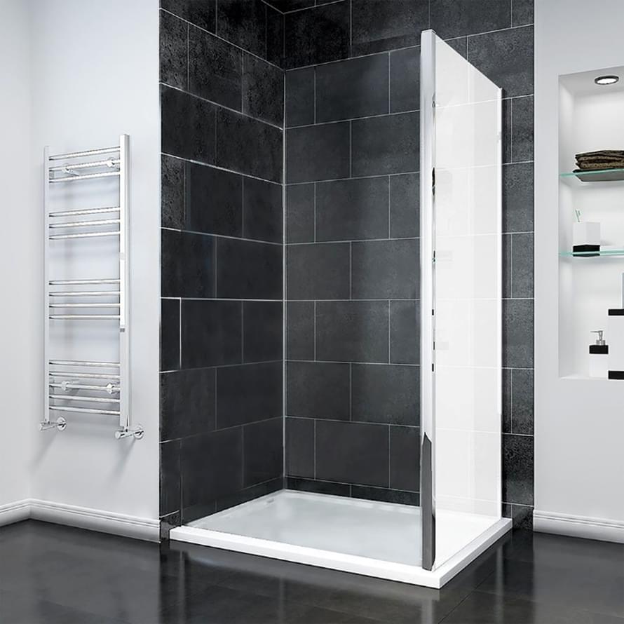 Плитка Veconi Rovigo Боковая фиксированная панель KP-14M 780-800x1950 мм матовое стекло 6 мм профиль хром  поверхность глянец