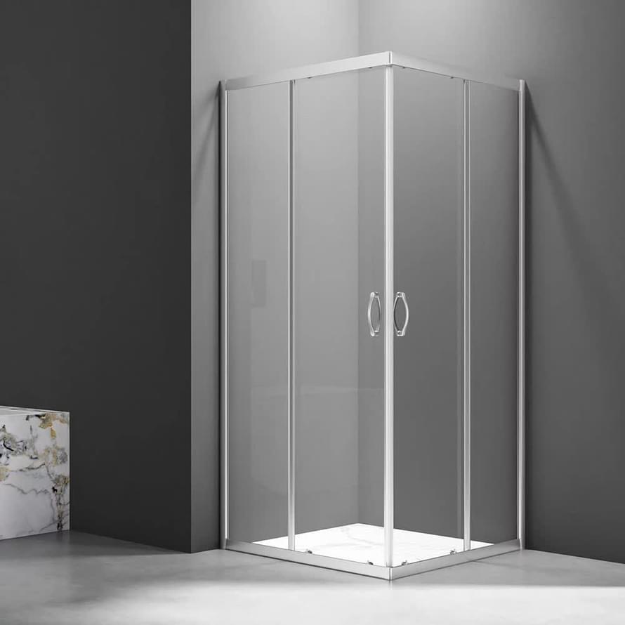Плитка Veconi Rovigo Душевой угол раздвижной RV-101 880-890х880-890 мм прозрачное стекло 4 мм профиль хром  поверхность глянец