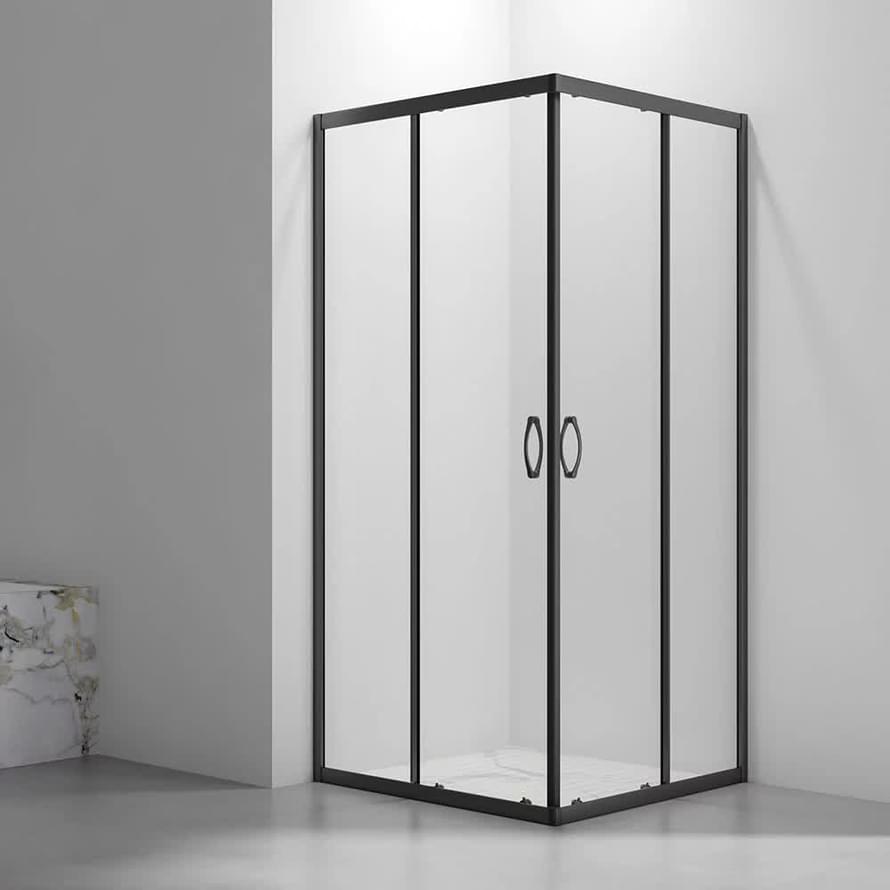 Плитка Veconi Rovigo Душевой угол раздвижной RV-101B 880-890х780-790 мм прозрачное стекло 4 мм профиль черный матовый  поверхность матовая