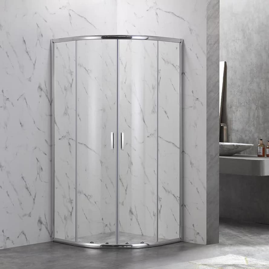 Плитка Veconi Rovigo Душевой угол раздвижной RV-202 880-890х880-890 мм прозрачное стекло 4 мм профиль хром  поверхность глянец