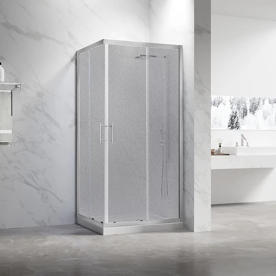 Плитка Veconi Rovigo Душевой угол раздвижной RV-27CH Pear 980-1000x880-900 мм стекло груша 5 мм профиль хром  поверхность глянец